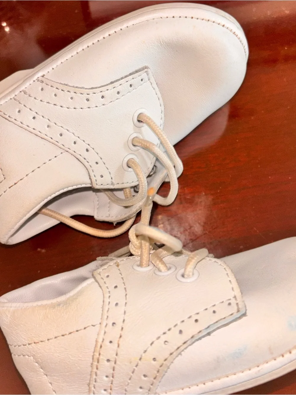 Angel toddler boy, size 3 white lace, walking shoes, soft crib